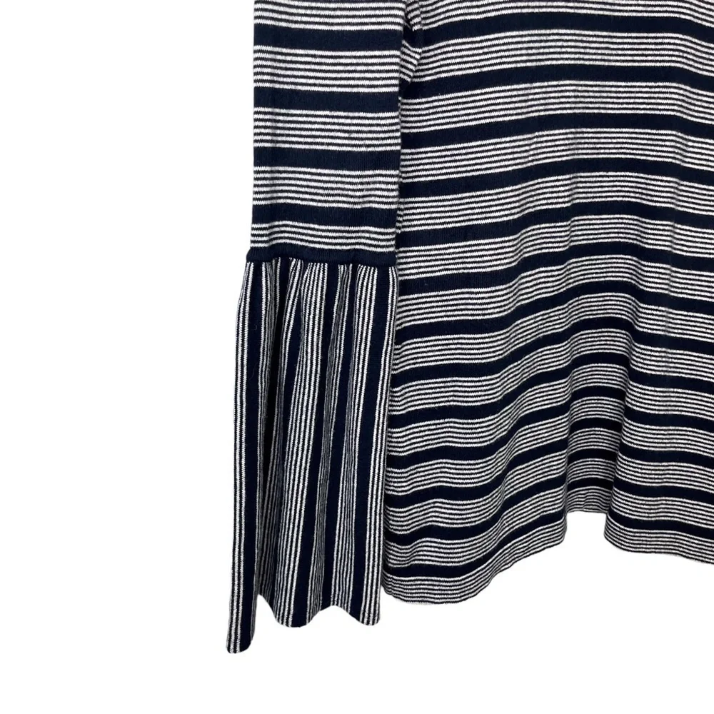 J McLaughlin Daryn Striped Bell Sleeve Sweater Top Navy White Size Small